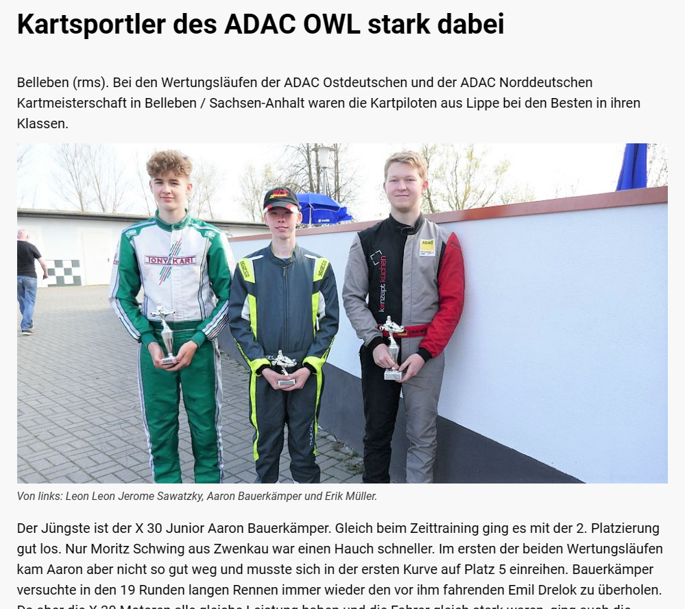 Moritz Schwing Norddeutsche Kart Meisterschaft Belleben